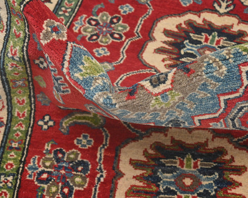 4x6 Red Kuba Afghan Hand Knotted Wool Area Rug